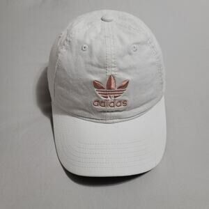 Adidas Originals Trefoil Hat White Rose Gold Pink Logo Adjustable Strapback Cap